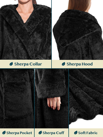 Loungeable Curve cozy sherpa hooded maxi robe in mink