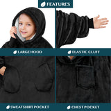 Kid's Chest Pocket Sherpa Hoodie Blanket - Patch Pocket