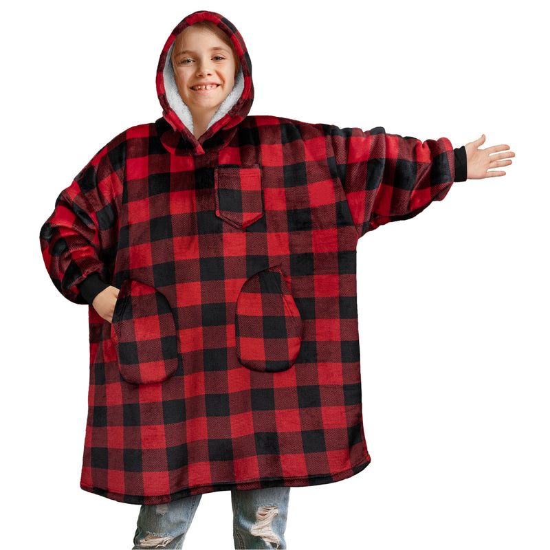 Kid's Chest Pocket Sherpa Hoodie Blanket - Patch Pocket