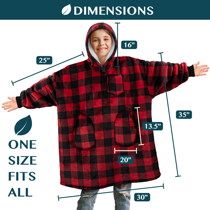 Kid's Chest Pocket Sherpa Hoodie Blanket - Patch Pocket