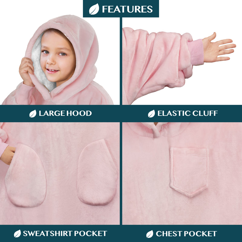 Kid's Chest Pocket Sherpa Hoodie Blanket - Patch Pocket