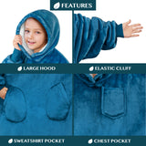 Kid's Chest Pocket Sherpa Hoodie Blanket - Patch Pocket