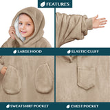 Kid's Chest Pocket Sherpa Hoodie Blanket - Patch Pocket