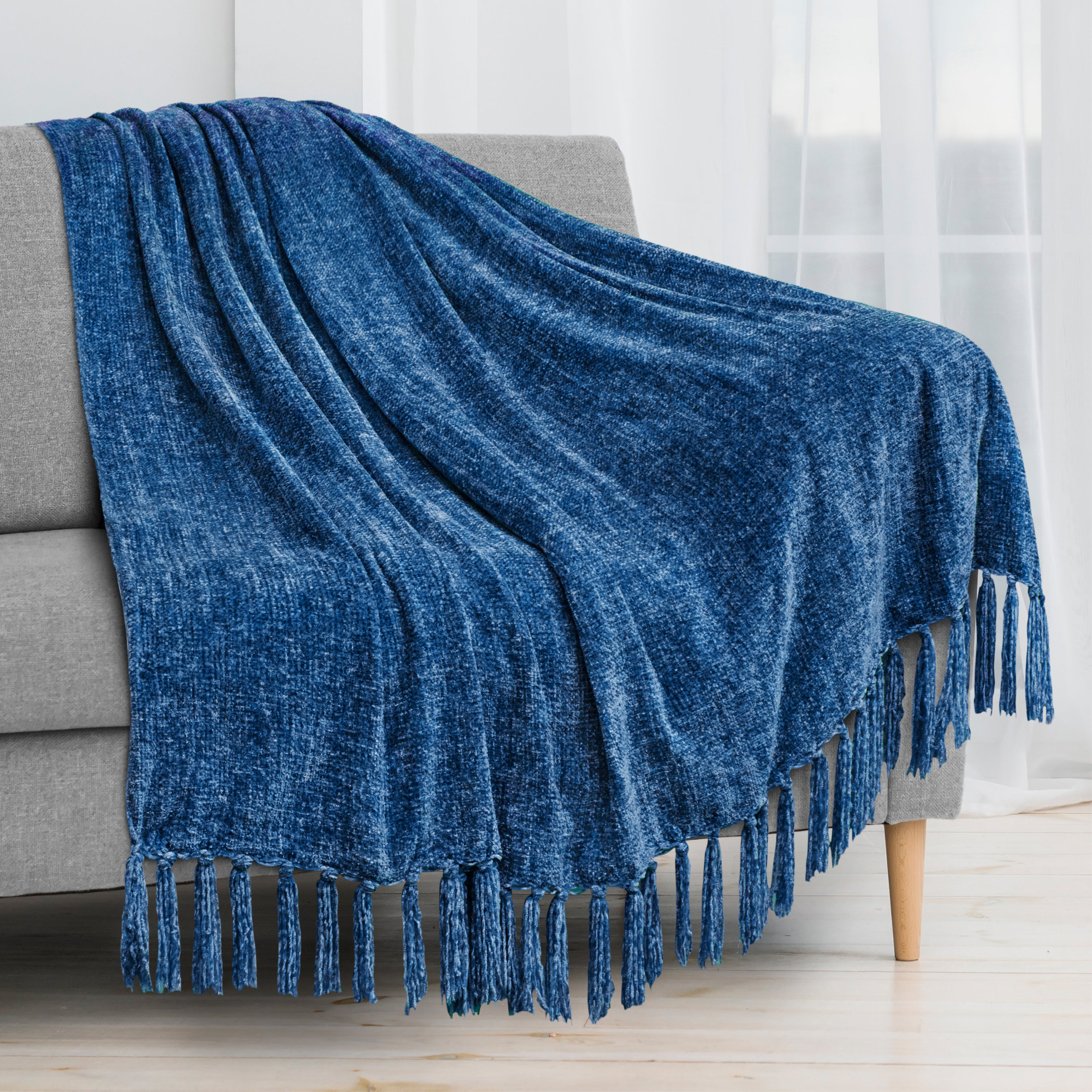 Shades of high quality Gray Silky Soft Chenille Throw