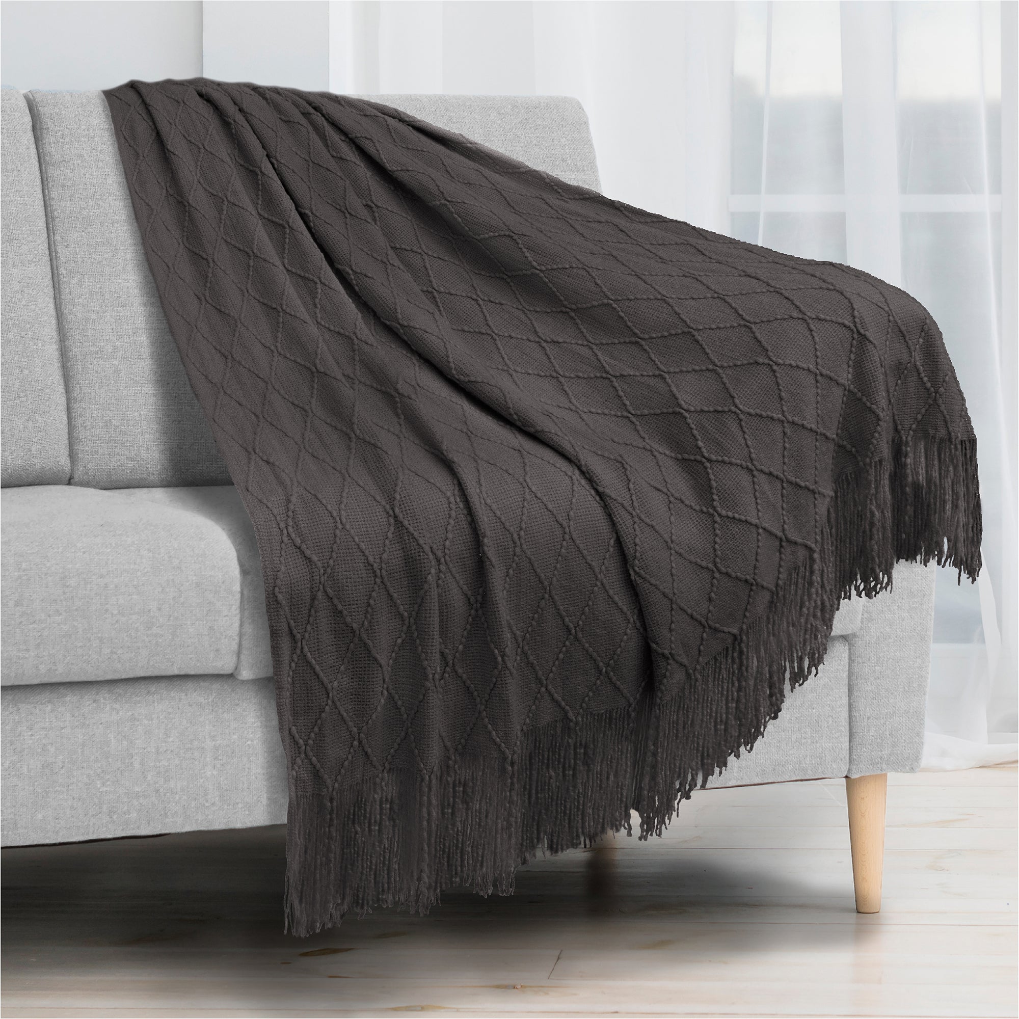 Grey textured throw blanket hot sale