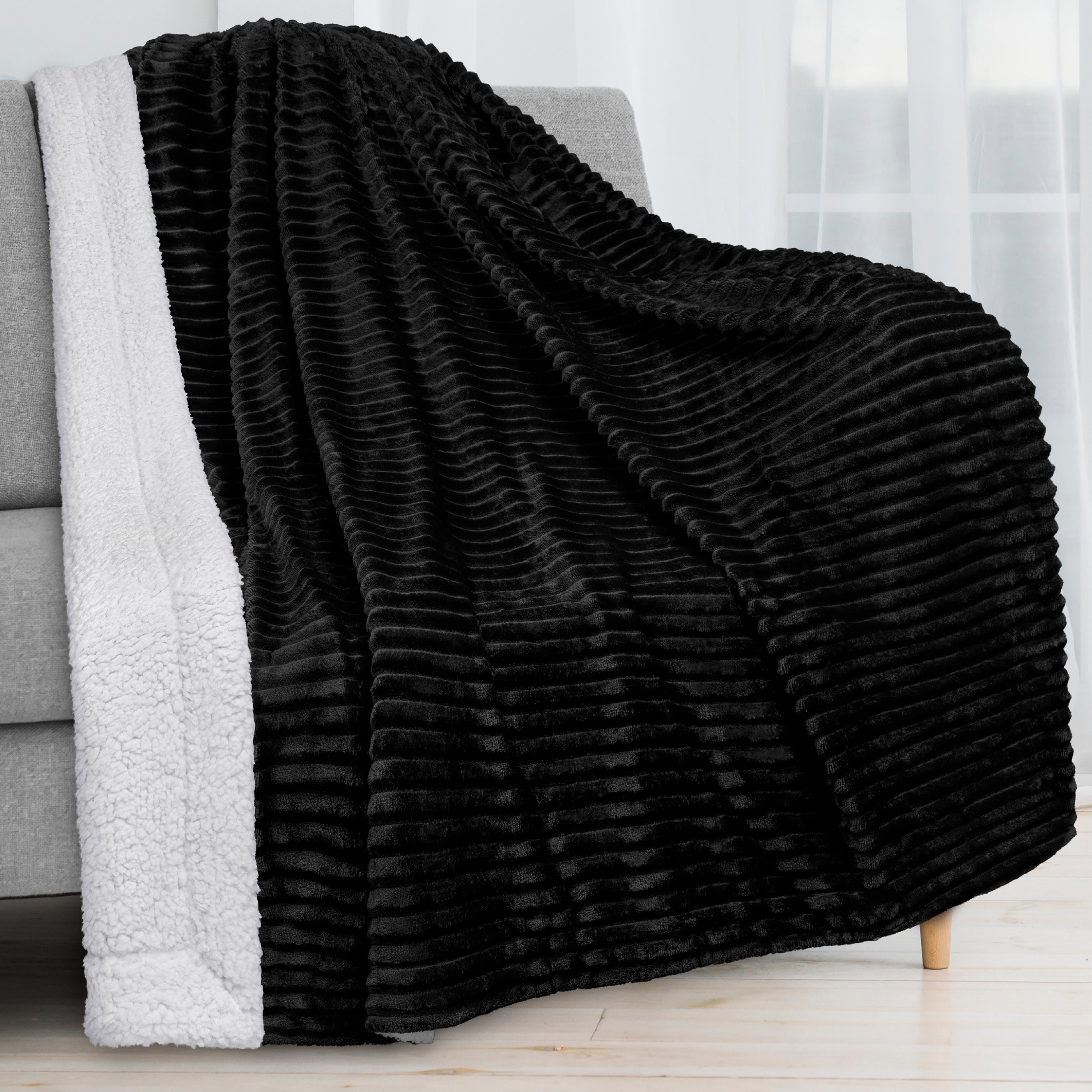 Ribbed Sherpa Throw Blanket PAVILIA